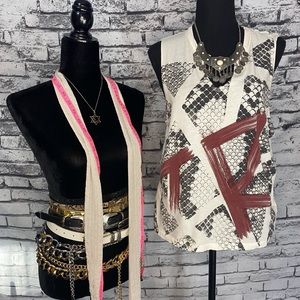 Xs “extra small” true religion white and maroon tank top.